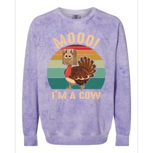 Mooo IM A Cow Funny Turkey Thanksgiving Colorblast Crewneck Sweatshirt