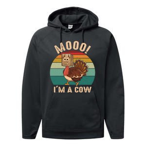 Mooo IM A Cow Funny Turkey Thanksgiving Performance Fleece Hoodie