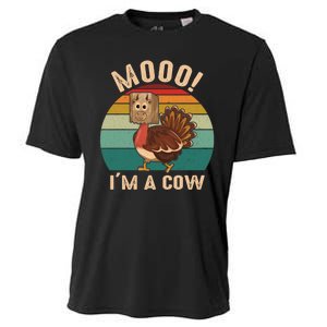 Mooo IM A Cow Funny Turkey Thanksgiving Cooling Performance Crew T-Shirt