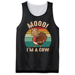 Mooo IM A Cow Funny Turkey Thanksgiving Mesh Reversible Basketball Jersey Tank