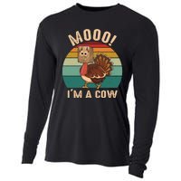 Mooo IM A Cow Funny Turkey Thanksgiving Cooling Performance Long Sleeve Crew