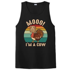 Mooo IM A Cow Funny Turkey Thanksgiving PosiCharge Competitor Tank