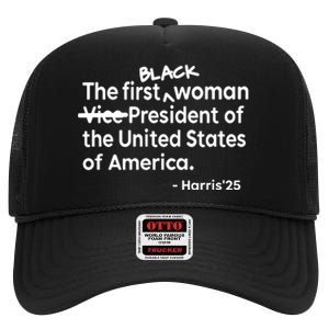 Mess In A Bottle Black The First Woman Vicepresident Of The United States Of Am High Crown Mesh Back Trucker Hat