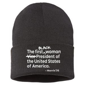 Mess In A Bottle Black The First Woman Vicepresident Of The United States Of Am Sustainable Knit Beanie