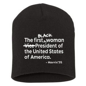 Mess In A Bottle Black The First Woman Vicepresident Of The United States Of Am Short Acrylic Beanie