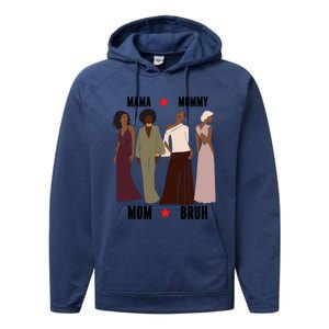 Motivational Inspiring African American Mama Mommy Mom Bruh Gift Performance Fleece Hoodie