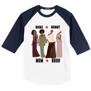 Motivational Inspiring African American Mama Mommy Mom Bruh Gift Baseball Sleeve Shirt