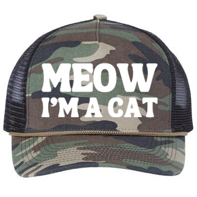 Meow IM A Cat Halloween Costume Funny Saying Cat Retro Rope Trucker Hat Cap