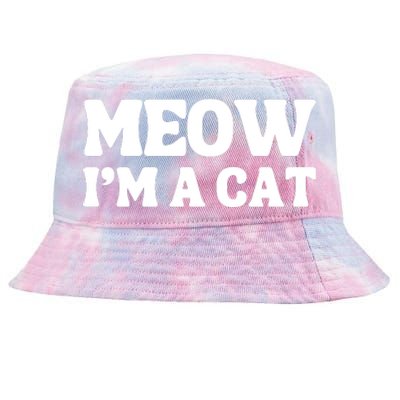 Meow IM A Cat Halloween Costume Funny Saying Cat Tie-Dyed Bucket Hat