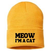 Meow IM A Cat Halloween Costume Funny Saying Cat Sustainable Knit Beanie