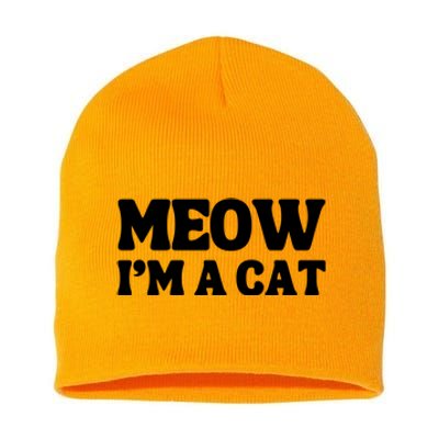 Meow IM A Cat Halloween Costume Funny Saying Cat Short Acrylic Beanie