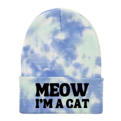 Meow IM A Cat Halloween Costume Funny Saying Cat Tie Dye 12in Knit Beanie