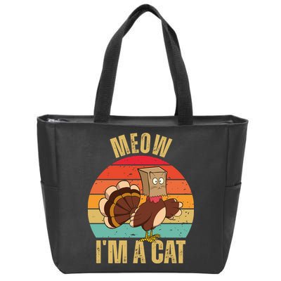 Meow IM A Cat Thanksgiving Turkey Funny Zip Tote Bag