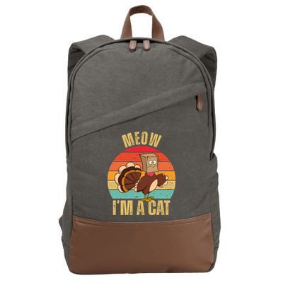Meow IM A Cat Thanksgiving Turkey Funny Cotton Canvas Backpack
