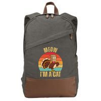 Meow IM A Cat Thanksgiving Turkey Funny Cotton Canvas Backpack