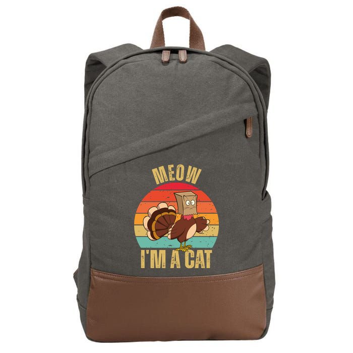 Meow IM A Cat Thanksgiving Turkey Funny Cotton Canvas Backpack