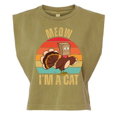 Meow IM A Cat Thanksgiving Turkey Funny Garment-Dyed Women's Muscle Tee