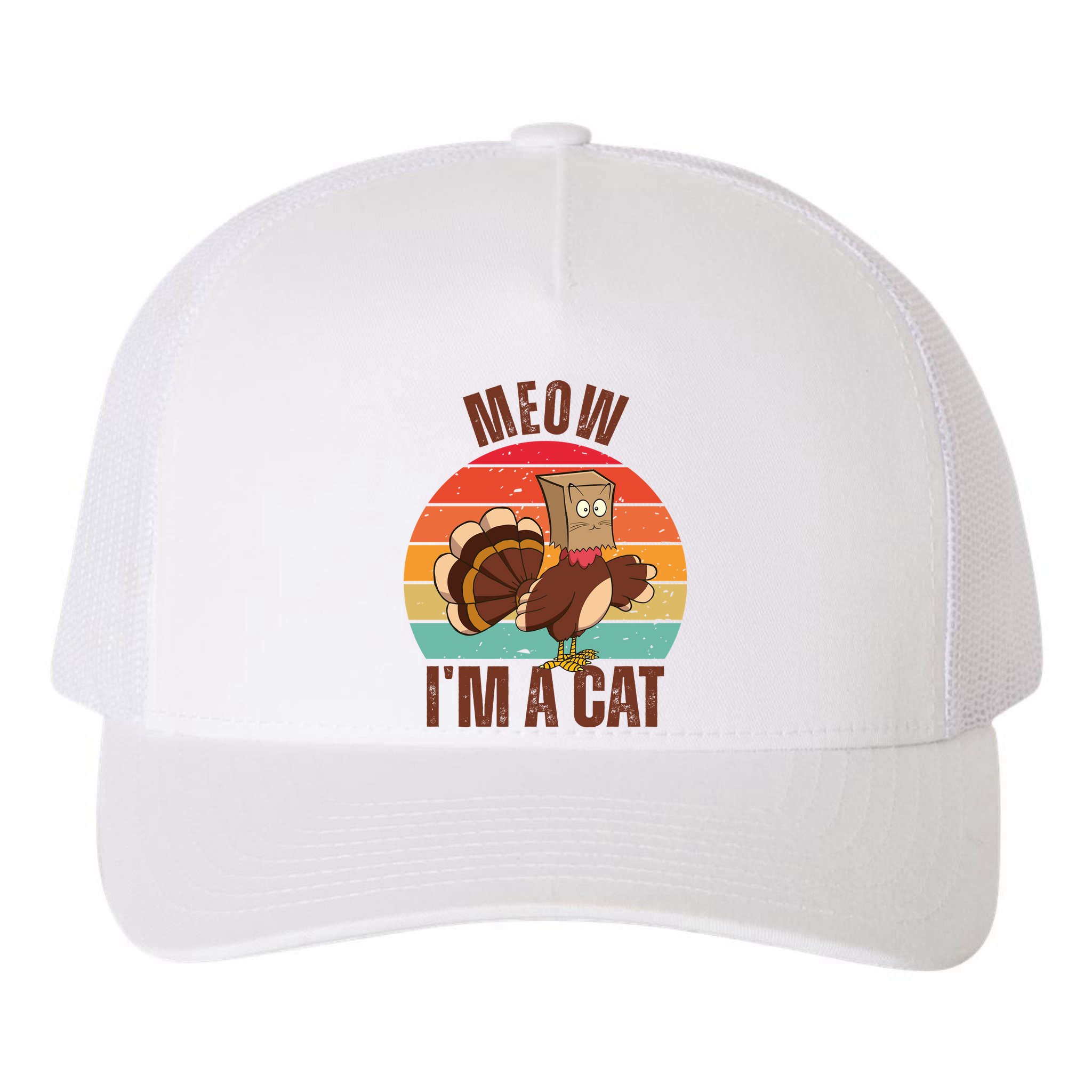 Meow IM A Cat Thanksgiving Turkey Funny Yupoong Adult 5-Panel Trucker Hat