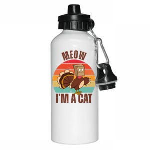 Meow IM A Cat Thanksgiving Turkey Funny Aluminum Water Bottle