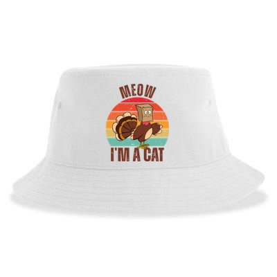 Meow IM A Cat Thanksgiving Turkey Funny Sustainable Bucket Hat