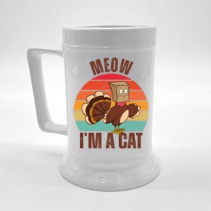 Meow IM A Cat Thanksgiving Turkey Funny Beer Stein