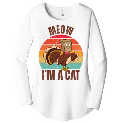 Meow IM A Cat Thanksgiving Turkey Funny Women's Perfect Tri Tunic Long Sleeve Shirt