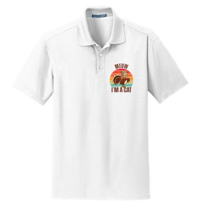 Meow IM A Cat Thanksgiving Turkey Funny Dry Zone Grid Polo