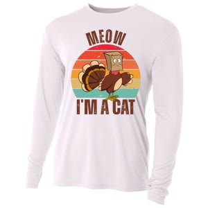 Meow IM A Cat Thanksgiving Turkey Funny Cooling Performance Long Sleeve Crew