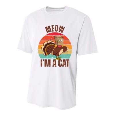 Meow IM A Cat Thanksgiving Turkey Funny Youth Performance Sprint T-Shirt