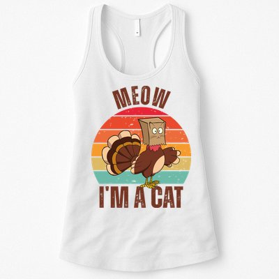 Meow IM A Cat Thanksgiving Turkey Funny Womens Tank Top