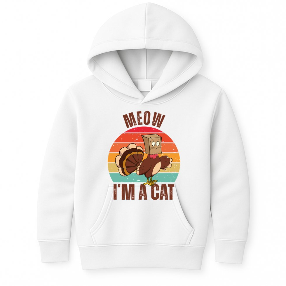 Meow IM A Cat Thanksgiving Turkey Funny Kids Hoodie