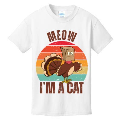 Meow IM A Cat Thanksgiving Turkey Funny Kids T-Shirt