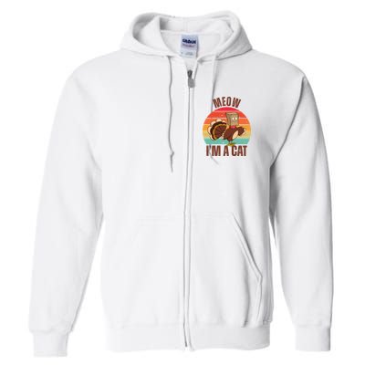 Meow IM A Cat Thanksgiving Turkey Funny Full Zip Hoodie