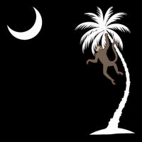 Monkey In A Palm Tree Looking At A Crescent Moon Sc Flag T-Shirt