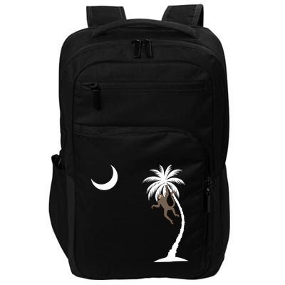 Monkey In A Palm Tree Looking At A Crescent Moon Sc Flag Impact Tech Backpack