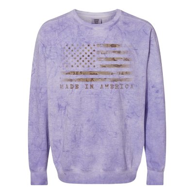 Made In America With Us Flag Design For Usa Independence Day Gift Colorblast Crewneck Sweatshirt