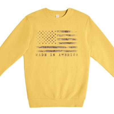 Made In America With Us Flag Design For Usa Independence Day Gift Premium Crewneck Sweatshirt