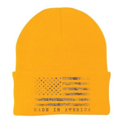 Made In America With Us Flag Design For Usa Independence Day Gift Knit Cap Winter Beanie