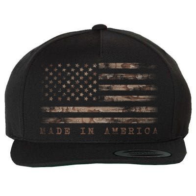 Made In America With Us Flag Design For Usa Independence Day Gift Wool Snapback Cap