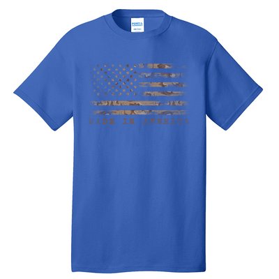 Made In America With Us Flag Design For Usa Independence Day Gift Tall T-Shirt