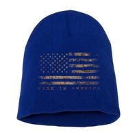 Made In America With Us Flag Design For Usa Independence Day Gift Short Acrylic Beanie