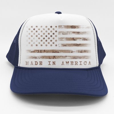 Made In America With Us Flag Design For Usa Independence Day Gift Trucker Hat