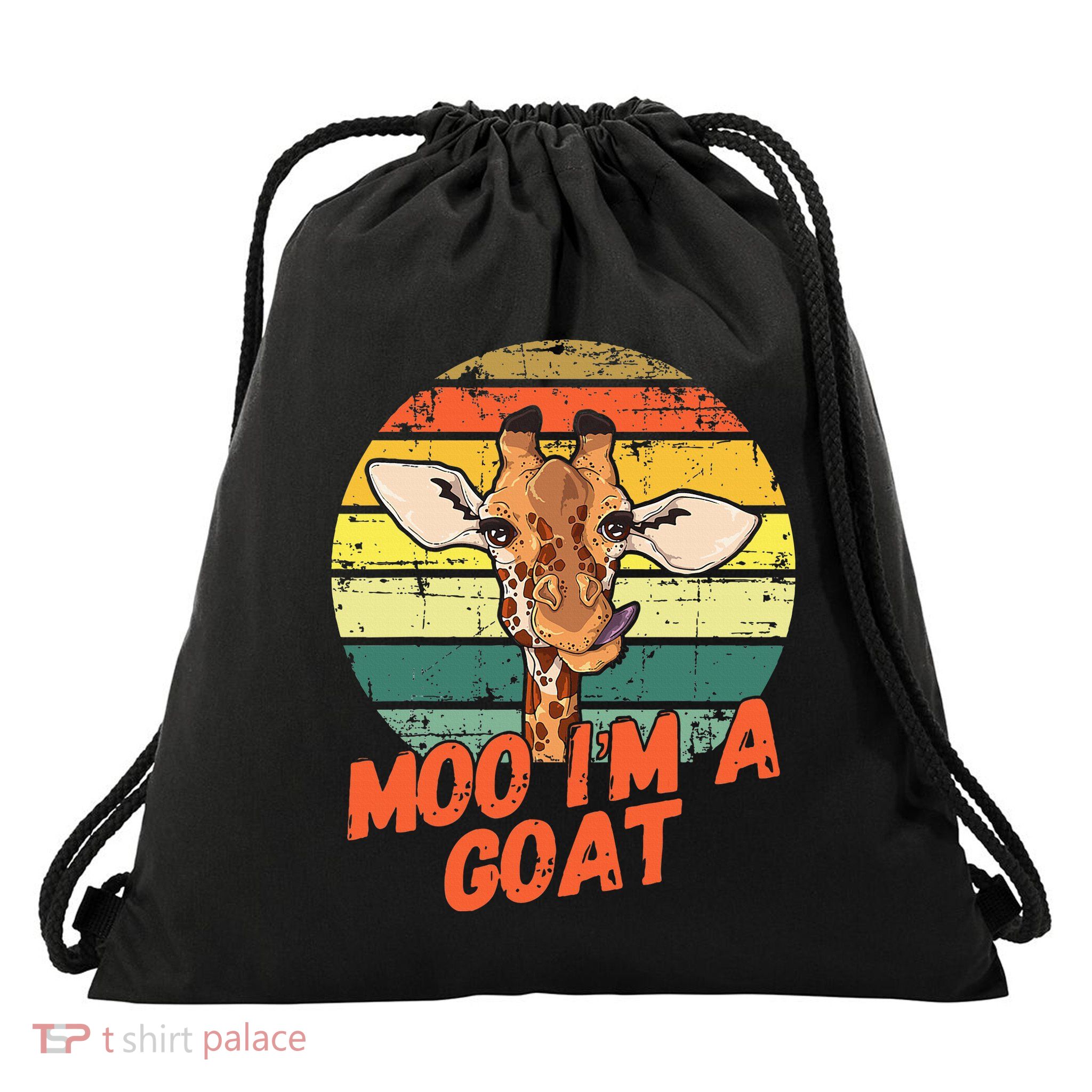 Moo IM A Goat Funny Giraffe Zoo Retro Animal Lovers Drawstring Bag