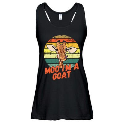 Moo IM A Goat Funny Giraffe Zoo Retro Animal Lovers Ladies Essential Flowy Tank