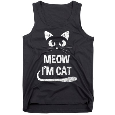 Meow Im A Cat Costume Shirts Funny Lazy Halloween Party Tank Top