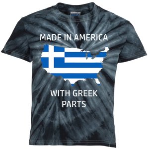 Made in America with Greek Parts - Greece and USA Pride Kids Tie-Dye T-Shirt