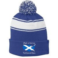 Made In America With Scottish Parts Funny Gift Stripe Pom Pom Beanie