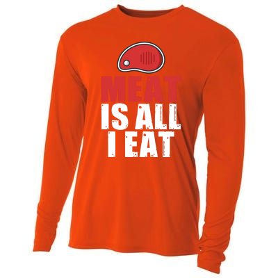 Meat Is All I Eat Bbq Grill Beef Gift Cooling Performance Long Sleeve Crew