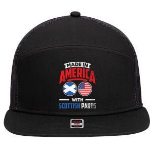 Made In America With Scottish Parts Scotland Pride Gift 7 Panel Mesh Trucker Snapback Hat