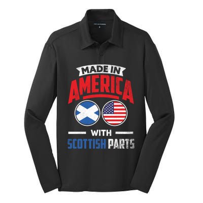 Made In America With Scottish Parts Scotland Pride Gift Silk Touch Performance Long Sleeve Polo